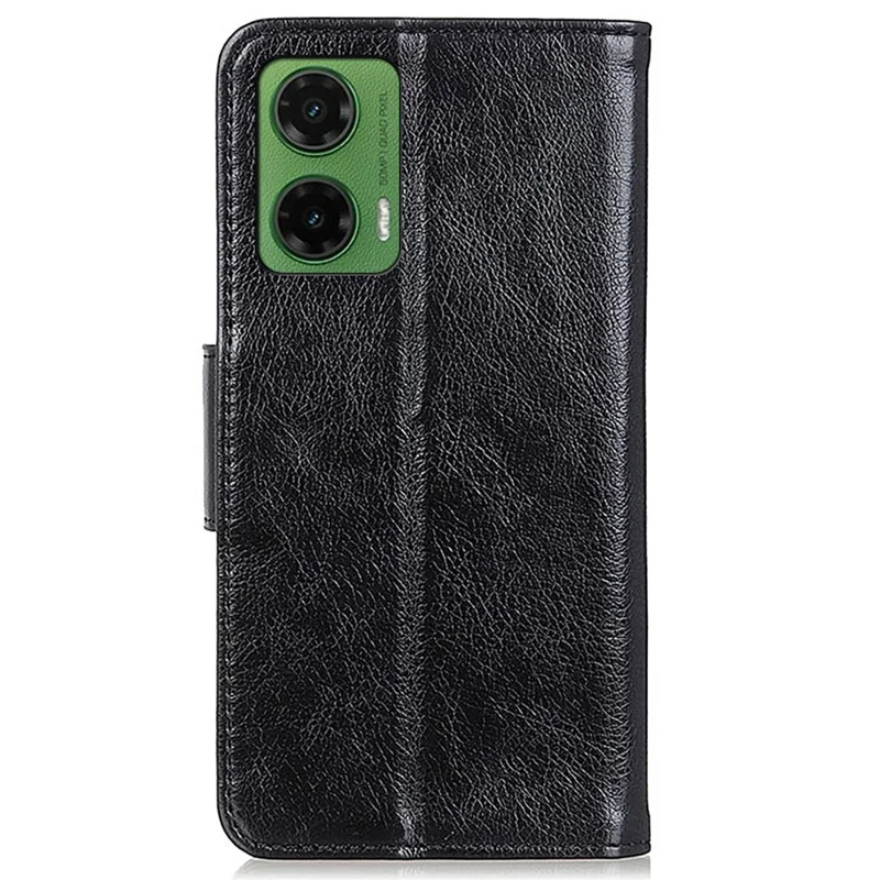 For Motorola Moto G35 5G Case Nappa Texture Split Leather Wallet Phone Cover - Black