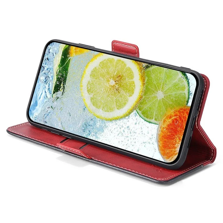 For OnePlus Nord CE4 Lite 5G / Oppo K12x 5G (China) Case Contrast Color Wallet Leather Phone Cover - Black+Red