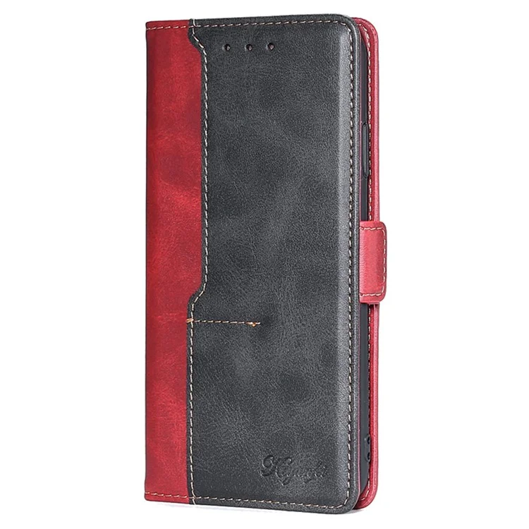 For OnePlus Nord CE4 Lite 5G / Oppo K12x 5G (China) Case Contrast Color Wallet Leather Phone Cover - Black+Red