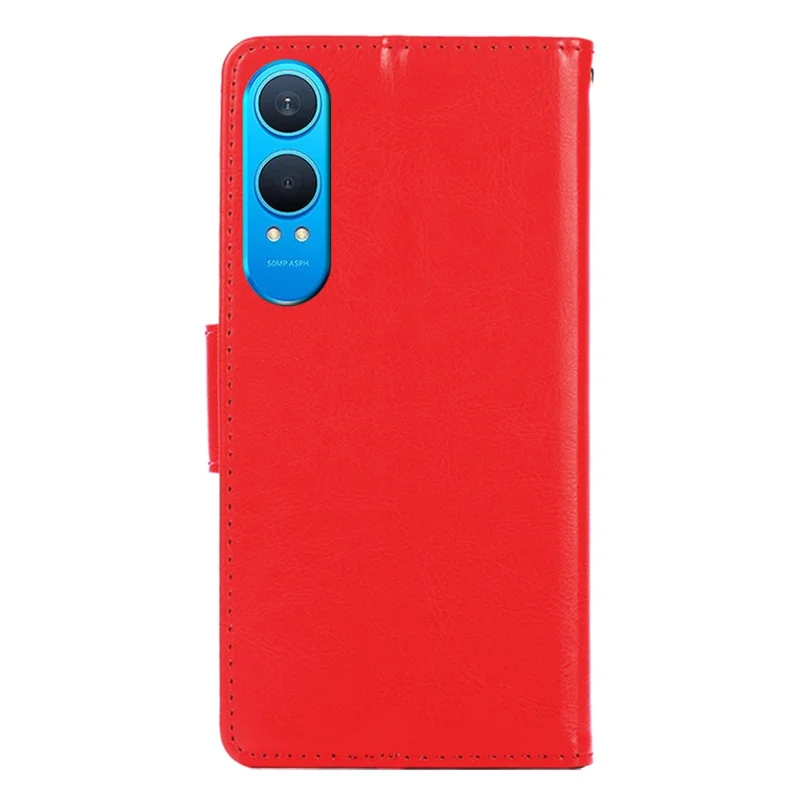 For OnePlus Nord CE4 Lite 5G / Oppo K12x 5G (China) Case Wallet PU Leather + TPU Folding Stand Phone Cover - Red