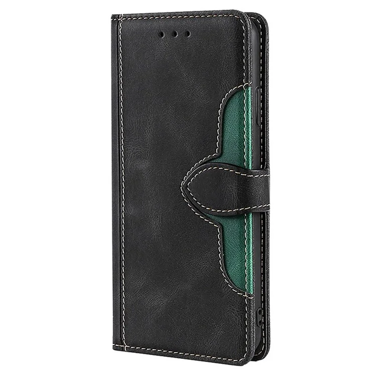 For OnePlus Nord CE4 Lite 5G / Oppo K12x 5G (China) Case Leather Wallet Phone Cover with Straw Hat Magnetic Clasp - Black