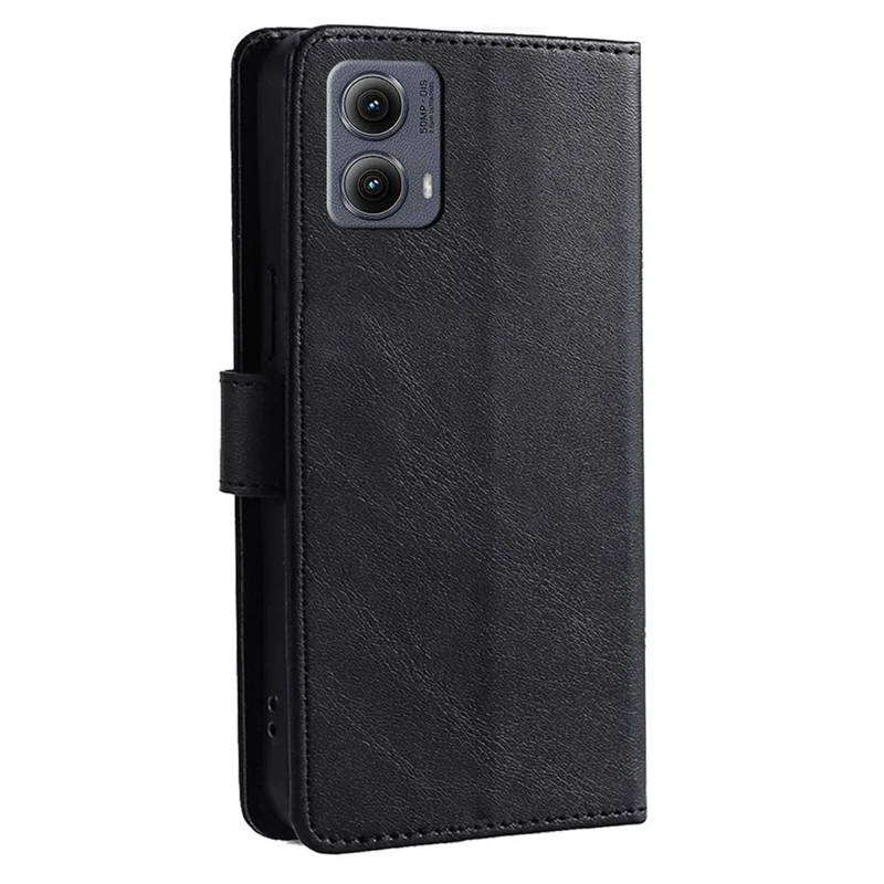 For Motorola Edge (2024) 5G Wallet Case Calf Texture Leather Phone Cover - Black