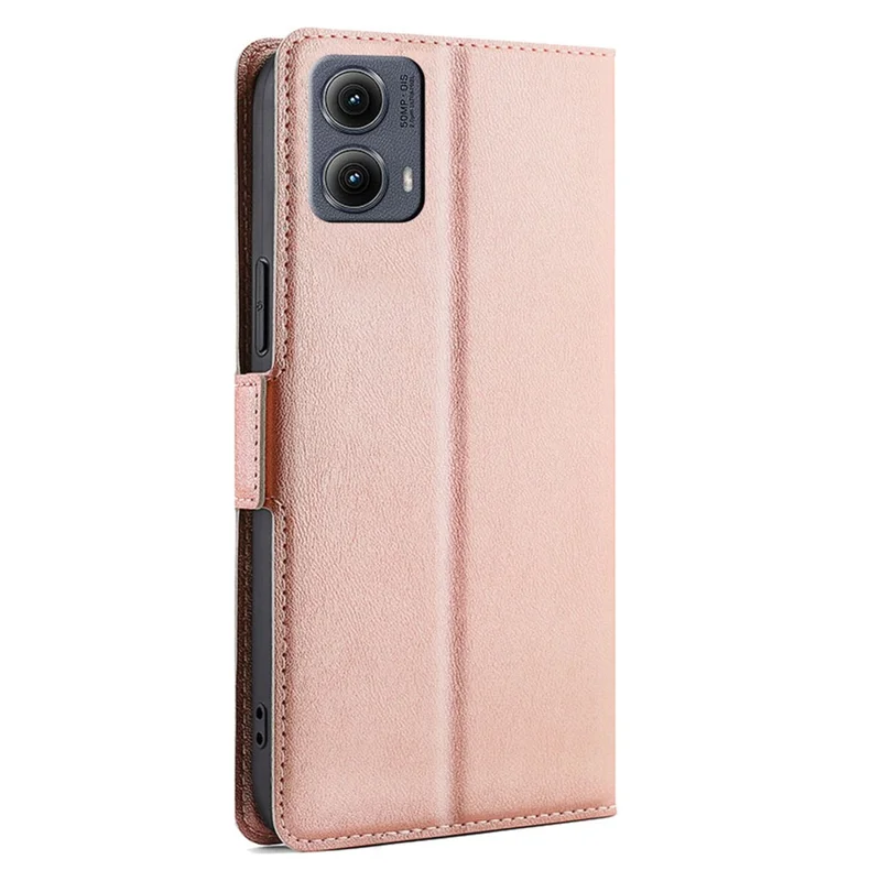 For Motorola Edge (2024) 5G Case Card Holder PU Leather Phone Cover - Rose Gold