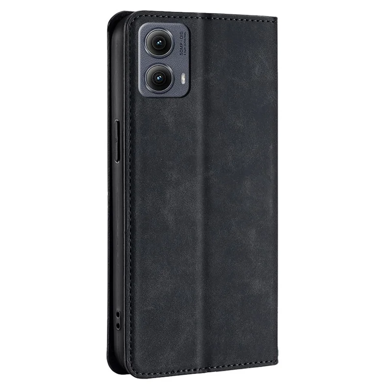 For Motorola Edge (2024) 5G Wallet Case PU Leather Magnetic Closing Phone Cover - Black