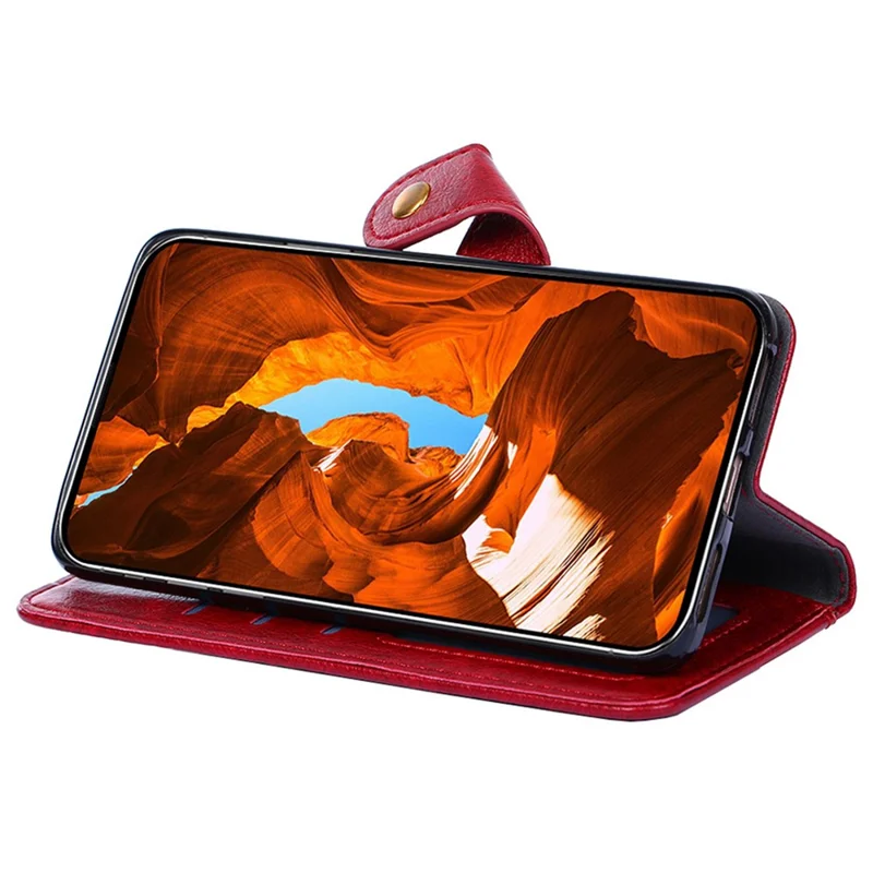 Futerał na Motorola Edge (2024) 5G z kieszenią na zamek, portfel z syntetycznej skóry PU, czerwony