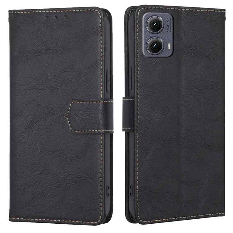 For Motorola Edge (2024) 5G Case Leather Phone Cover with RFID Blocking Wallet - Black