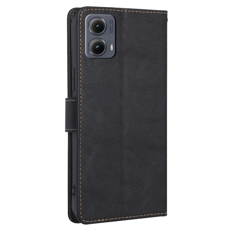 For Motorola Edge (2024) 5G Case Leather Phone Cover with RFID Blocking Wallet - Black
