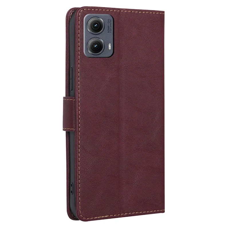 For Motorola Edge (2024) 5G Case Leather Phone Cover with RFID Blocking Wallet - Wine Red