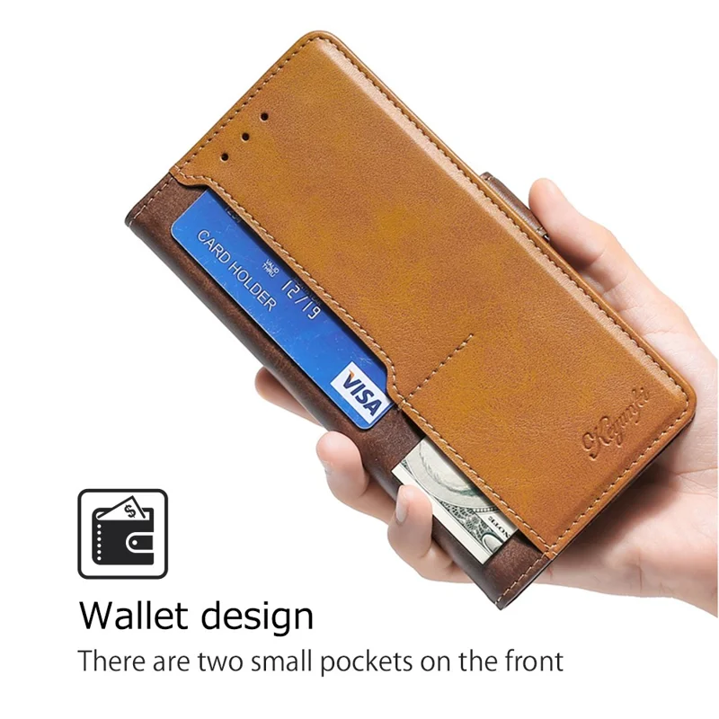 For Motorola Edge (2024) 5G Case Contrast Color Wallet Leather Phone Cover - Dark Brown+Gold