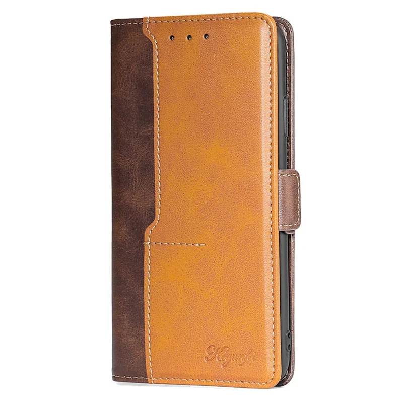 For Motorola Edge (2024) 5G Case Contrast Color Wallet Leather Phone Cover - Dark Brown+Gold