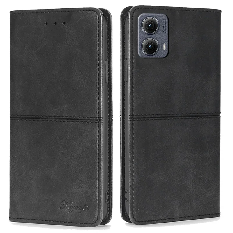 For Motorola Edge (2024) 5G Case Card Slots Cowhide Texture Phone Leather Cover - Black