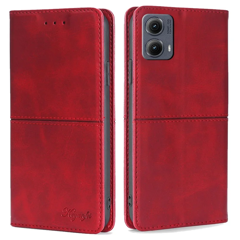 For Motorola Edge (2024) 5G Case Card Slots Cowhide Texture Phone Leather Cover - Red