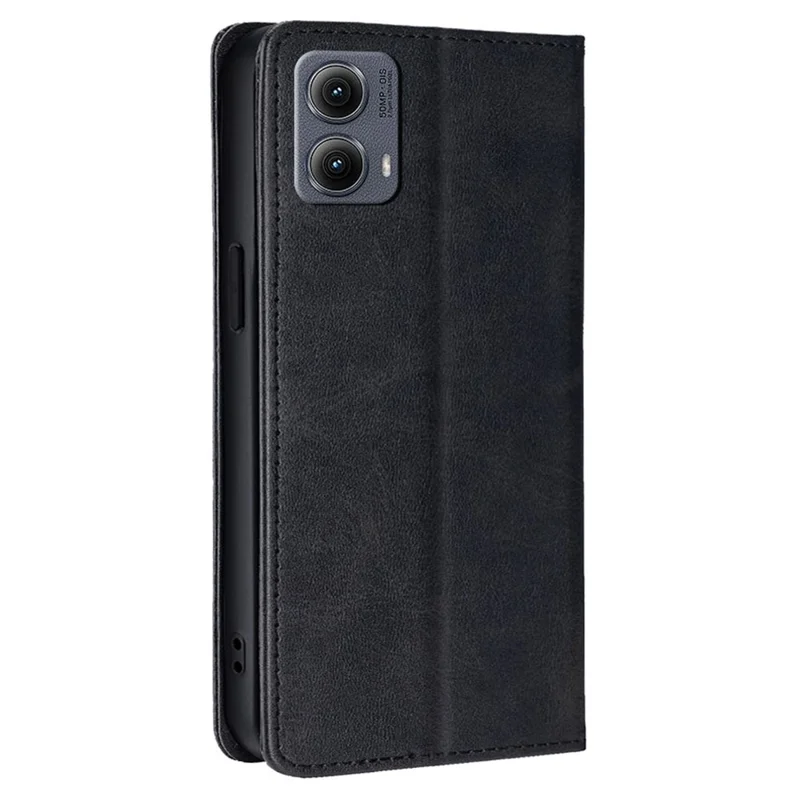 For Motorola Edge (2024) 5G Case PU Leather Calf Texture Phone Wallet Cover - Black