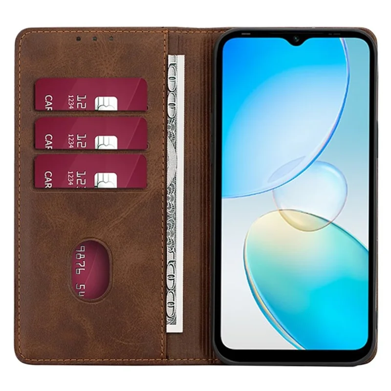 For Motorola Edge (2024) 5G Case PU Leather Calf Texture Phone Wallet Cover - Brown