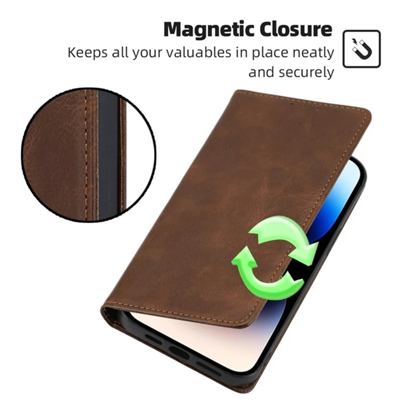 For Motorola Edge (2024) 5G Case PU Leather Calf Texture Phone Wallet Cover - Brown