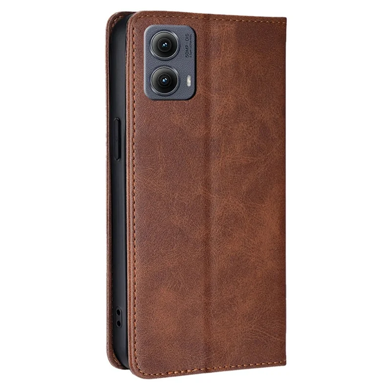 For Motorola Edge (2024) 5G Case PU Leather Calf Texture Phone Wallet Cover - Brown