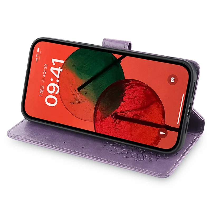 For Motorola Edge (2024) 5G Case PU Leather Wallet Phone Cover Tree Deer Imprinted - Purple