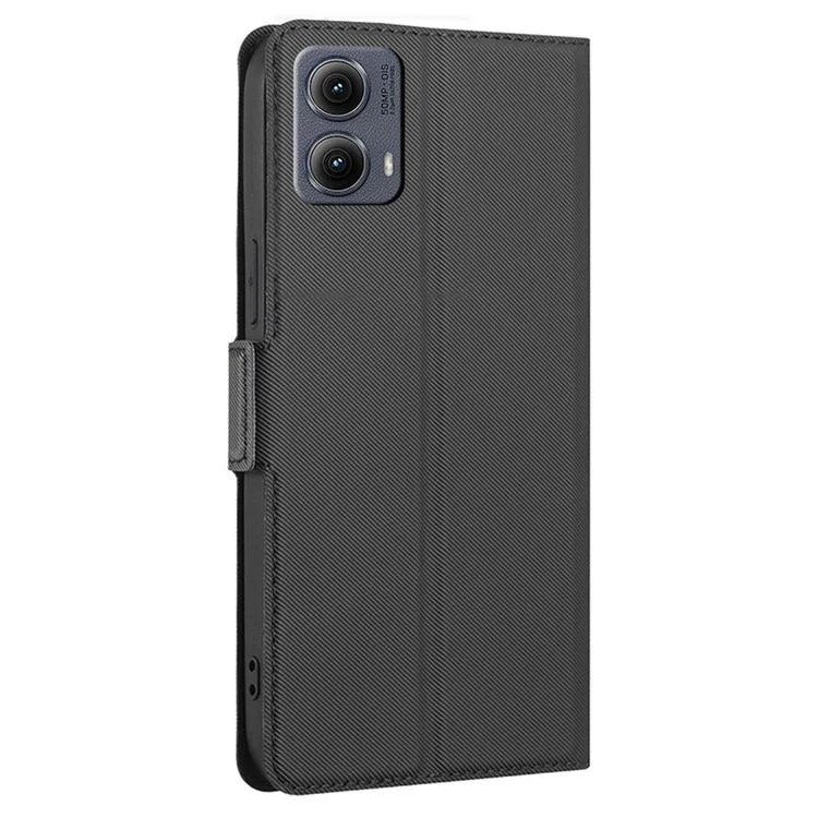 Für Motorola Edge (2024) 5G Hülle Kartenfach Twill-Textur Lederhülle - Schwarz