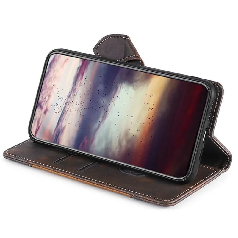 غطاء جلد لجهاز Motorola Edge (2024) 5G، غطاء محفظة هاتف مع إبزيم مغناطيسي بتصميم قبعة القش - بني