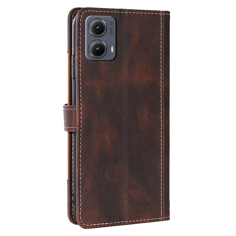 غطاء جلد لجهاز Motorola Edge (2024) 5G، غطاء محفظة هاتف مع إبزيم مغناطيسي بتصميم قبعة القش - بني