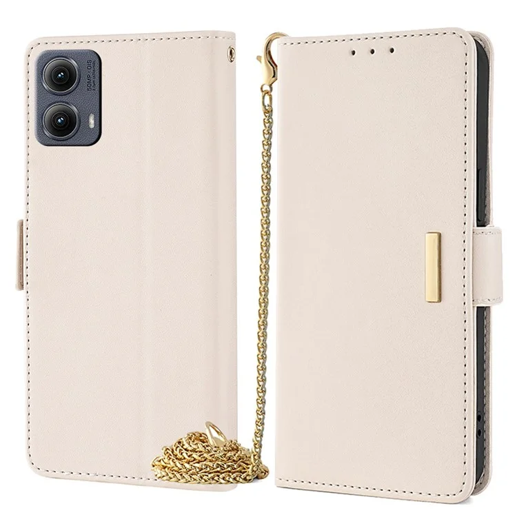 Pour Étui Motorola Edge (2024) 5G, Étui Portefeuille en Cuir PU avec Support et Bandoulière Détachable - Blanc
