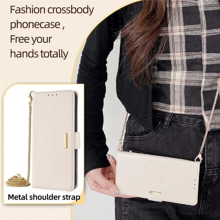 Pour Étui Motorola Edge (2024) 5G, Étui Portefeuille en Cuir PU avec Support et Bandoulière Détachable - Blanc