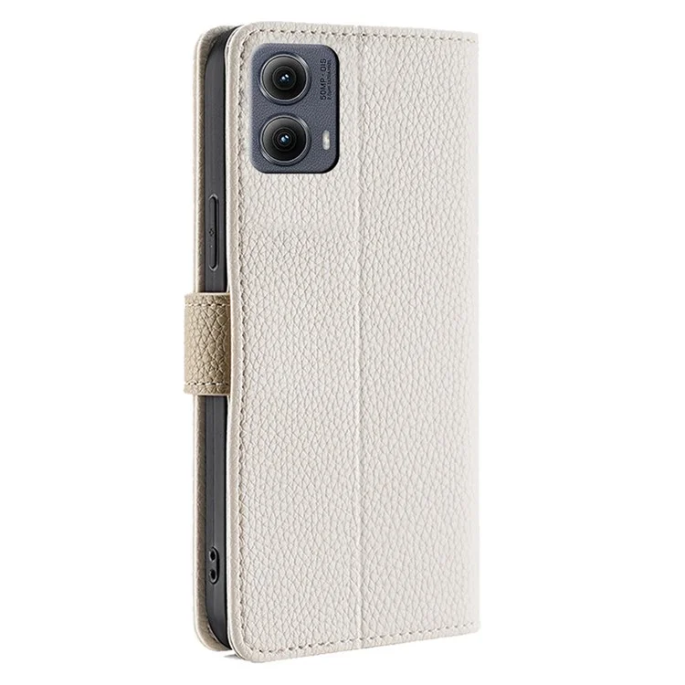 Pour Étui à rabat miroir portefeuille en cuir pour Motorola Edge (2024) 5G avec bandoulière à chaîne - Blanc