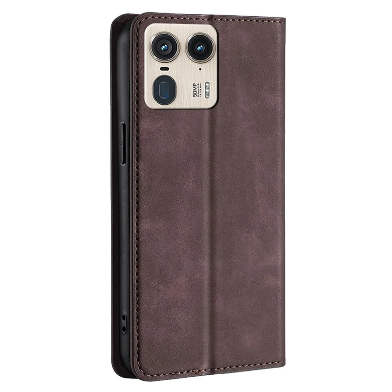 For Motorola Moto X50 Ultra 5G / Edge 50 Ultra 5G Wallet Case PU Leather Magnetic Closing Phone Cover - Dark Brown