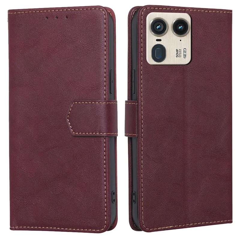For Motorola Moto X50 Ultra 5G / Edge 50 Ultra 5G Case Leather Phone Cover with RFID Blocking Wallet - Wine Red