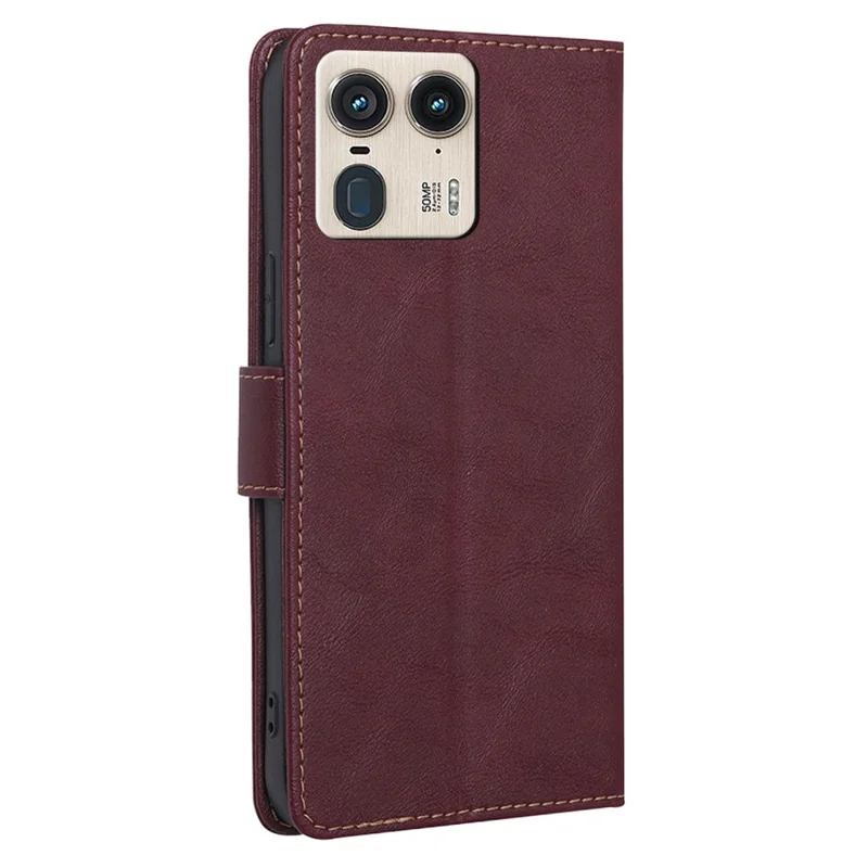 For Motorola Moto X50 Ultra 5G / Edge 50 Ultra 5G Case Leather Phone Cover with RFID Blocking Wallet - Wine Red