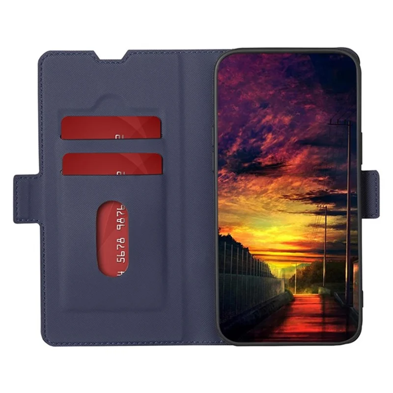 For Motorola Moto X50 Ultra 5G / Edge 50 Ultra 5G Case Card Holder Twill Texture Leather Phone Cover - Blue