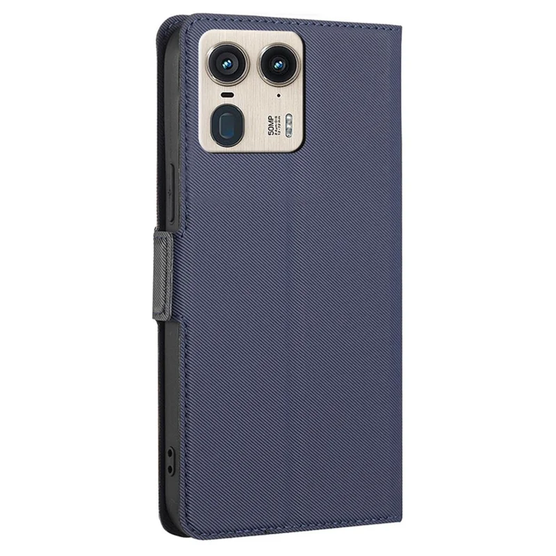 For Motorola Moto X50 Ultra 5G / Edge 50 Ultra 5G Case Card Holder Twill Texture Leather Phone Cover - Blue