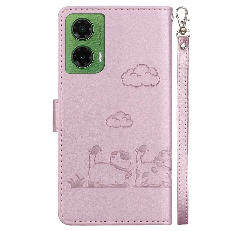 For Motorola Moto G35 5G Case RFID Blocking Kitten Pattern TPU+PU Leather Phone Cover - Pink