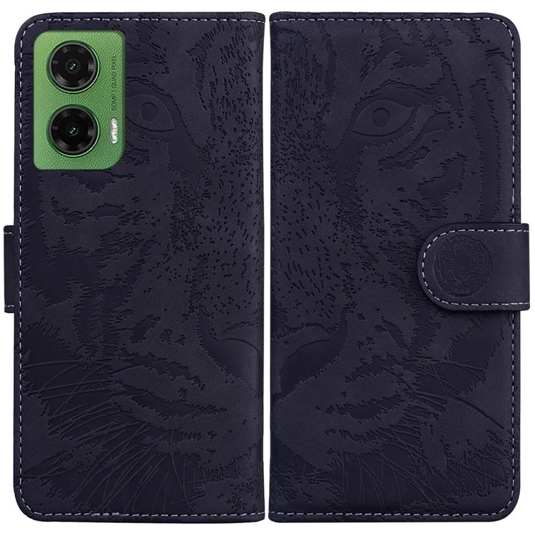 Per Motorola Moto G35 5G Custodia con stampa di tigre in pelle a portafoglio per telefono - Nera