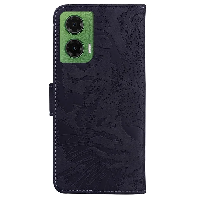 Per Motorola Moto G35 5G Custodia con stampa di tigre in pelle a portafoglio per telefono - Nera