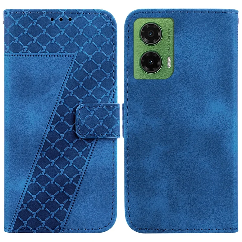 Per Motorola Moto G35 5G Custodia con supporto Modello a forma di 7 Stampa in pelle per telefono - Blu scuro