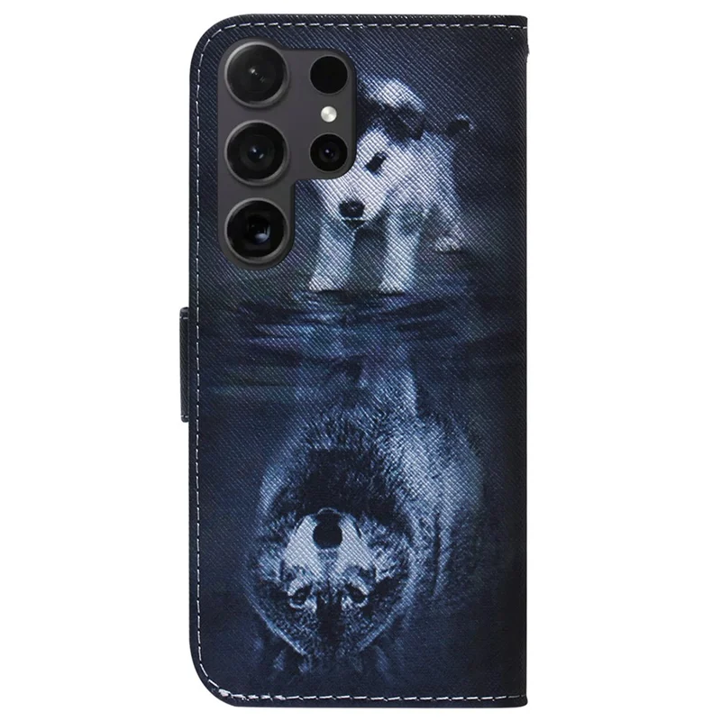 For Samsung Galaxy S25 Ultra Wallet Case Pattern Print Leather Phone Cover - Dog and Wolf