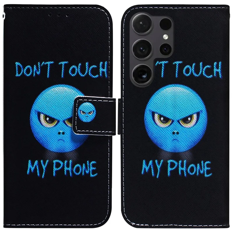 For Samsung Galaxy S25 Ultra Wallet Case Pattern Print Leather Phone Cover - Don't Touch My Phone
