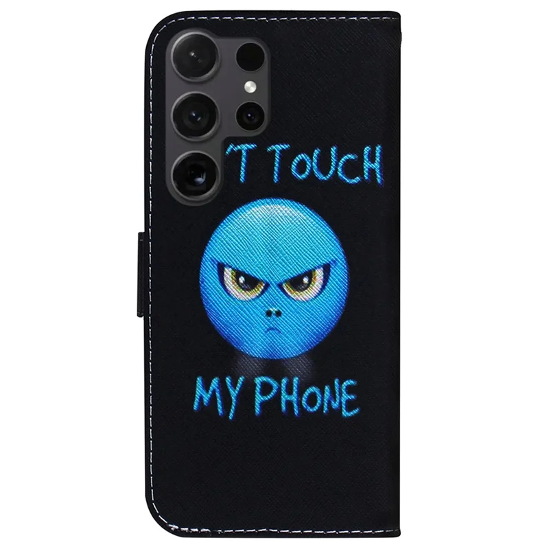 For Samsung Galaxy S25 Ultra Wallet Case Pattern Print Leather Phone Cover - Don't Touch My Phone