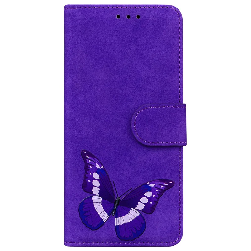 For Samsung Galaxy S25+ Stand Case PU Leather Phone Cover Butterfly Printed - Purple - 7