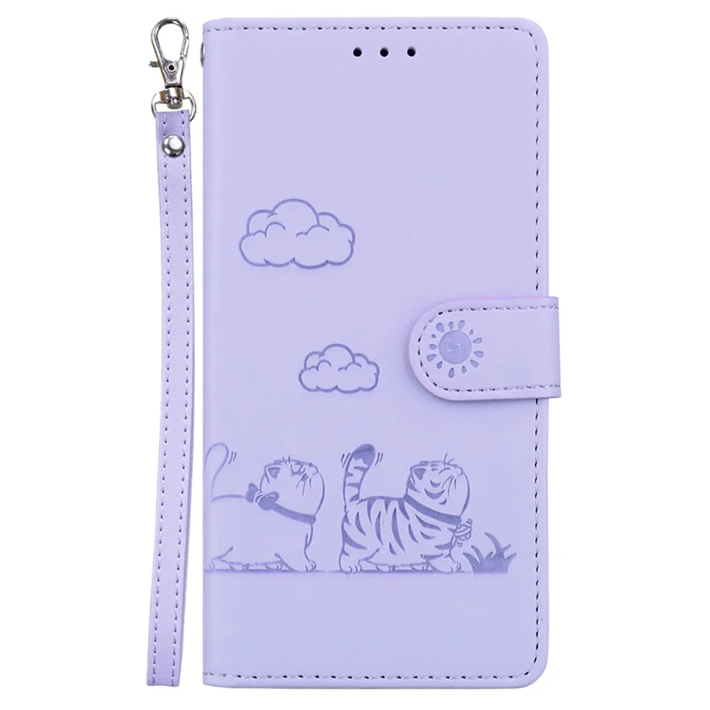 For Samsung Galaxy S25 Case RFID Blocking Kitten Pattern TPU+PU Leather Phone Cover - Purple