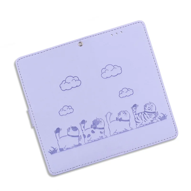 For Samsung Galaxy S25 Case RFID Blocking Kitten Pattern TPU+PU Leather Phone Cover - Purple