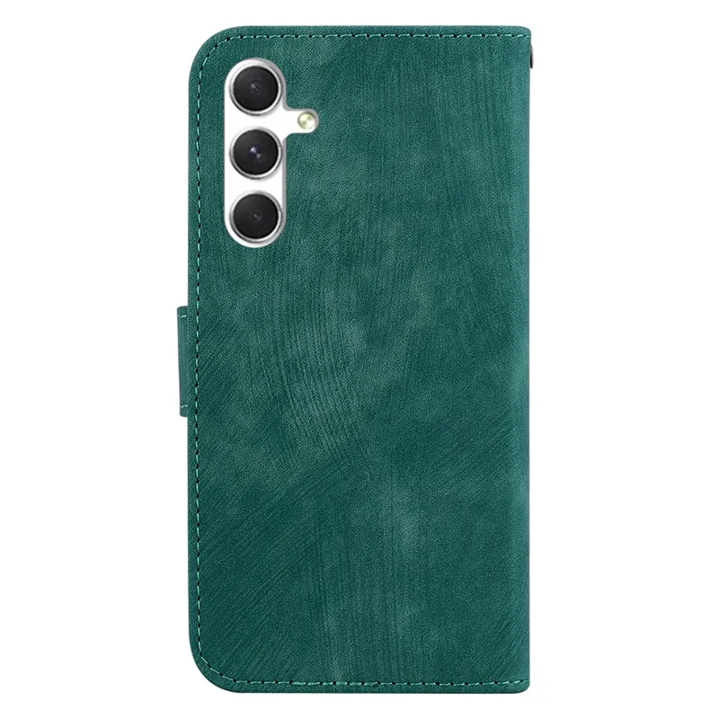 For Samsung Galaxy S25+ Wallet Case Tiger Imprint Leather Shockproof Phone Cover - Green