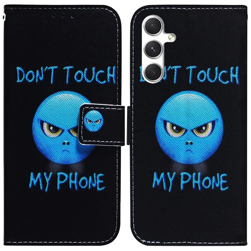 For Samsung Galaxy S25+ Wallet Case Pattern Print Leather Phone Cover - Don't Touch My Phone