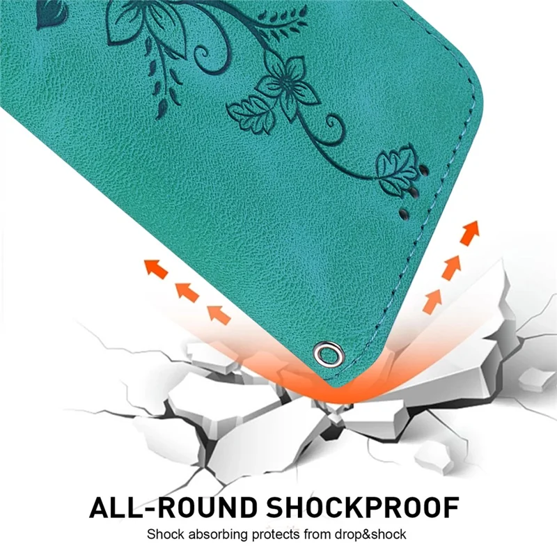 For Samsung Galaxy S25+ Case Lily Flower Imprint Leather Phone Cover with Stand - Green