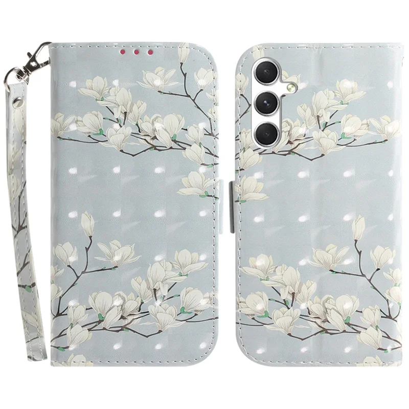 For Samsung Galaxy S25 Case Pattern Printing Leather Wallet Phone Cover - Magnolia