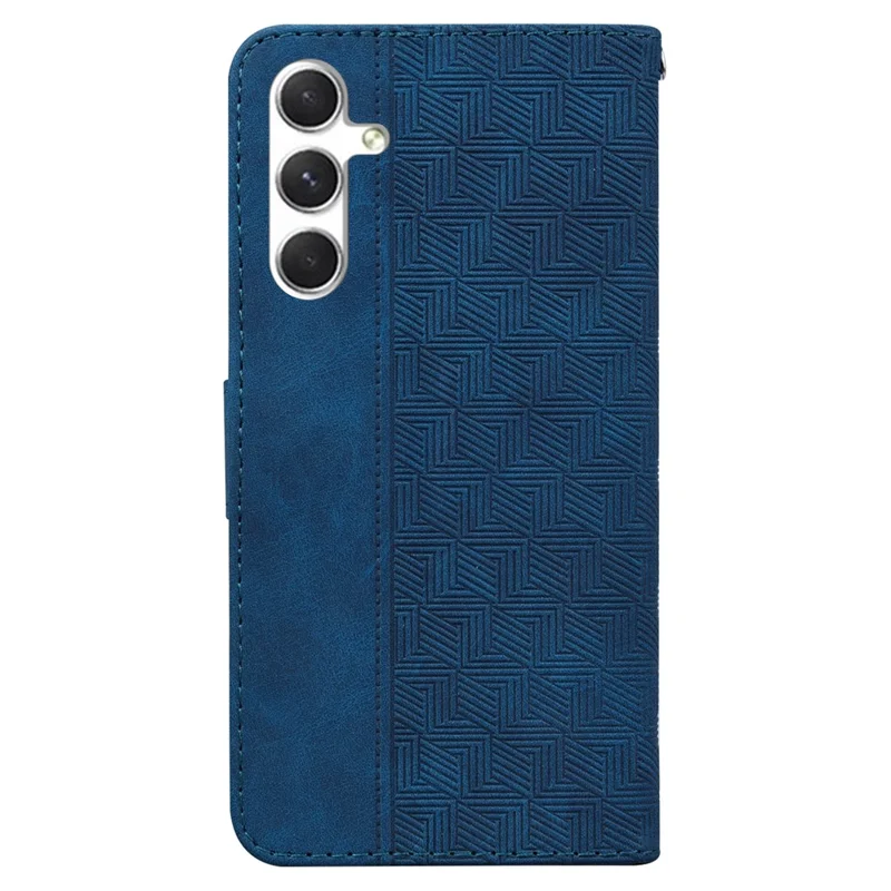 Voor Samsung Galaxy S25-hoesje met geometrisch patroon Lederen portemonnee telefoonhoes - Blauw