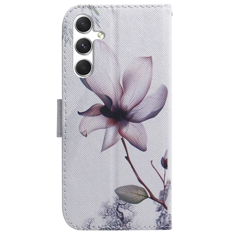 For Samsung Galaxy S25 Wallet Case Pattern Print Leather Phone Cover - Pink Flower