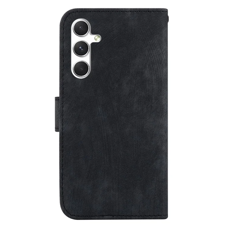For Samsung Galaxy S25 Wallet Case Tiger Imprint Leather Shockproof Phone Cover - Black