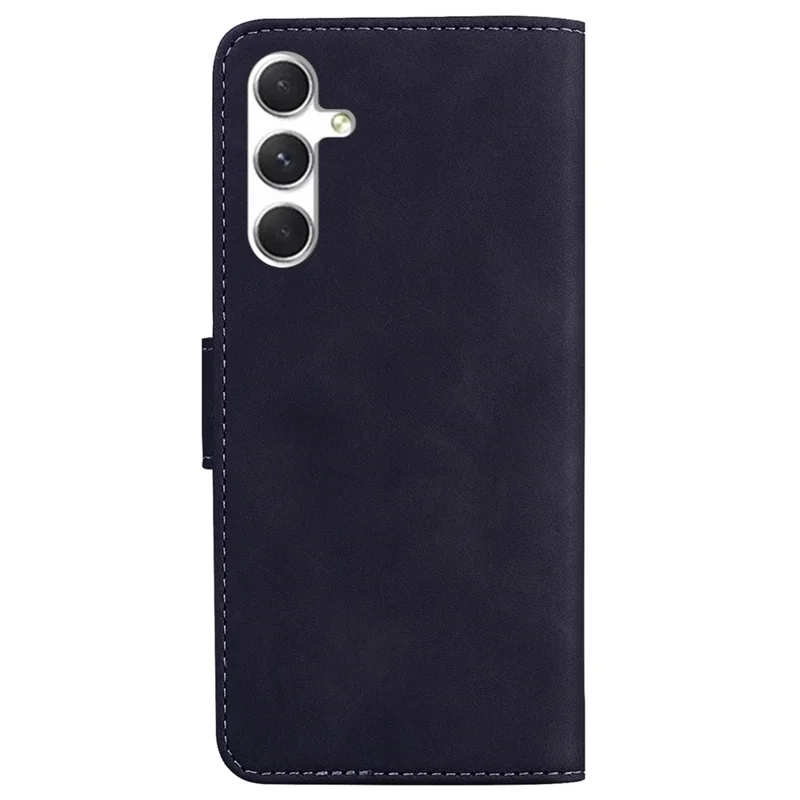 For Samsung Galaxy S25 Case Solid Color Leather Wallet Phone Cover - Black
